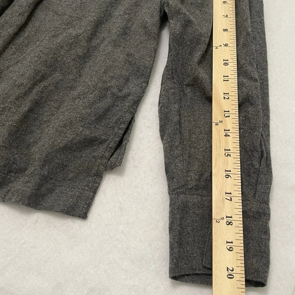 Banana Republic Gray 100% Cotton Button Front Blouse XS Puff Sleeve Pocket Top
